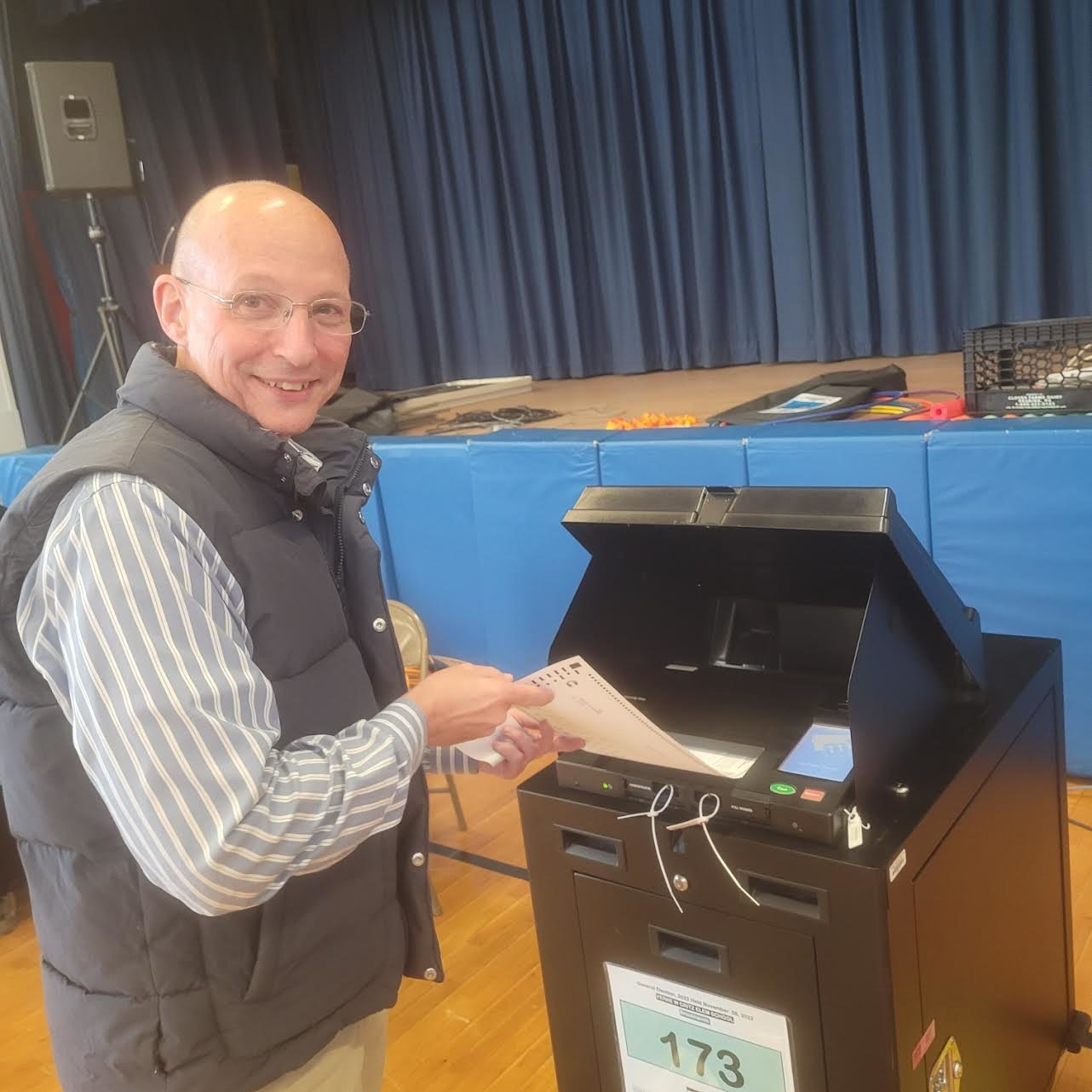 Dean Murray, the newly elected assemblyman, voted at Verne Critz in East Patchogue on Election Day.